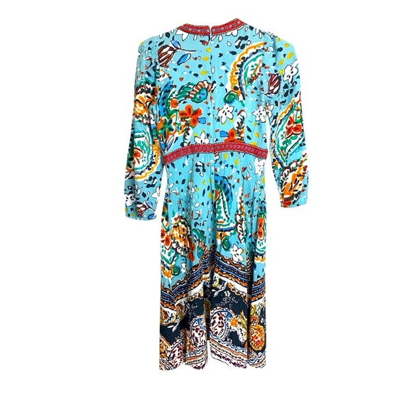 Anthropologie AKEMI +KIN Midi Dress, Beautiful Beadwork, Long Sleeve, V Neck - Picture 3 of 10